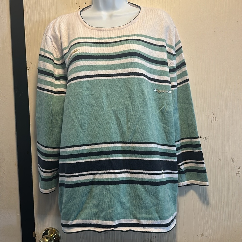 Alfred Dunner Striped Sequin Embellished Sweater -Size 2XL - Excellent Condition - Picture 2 of 9